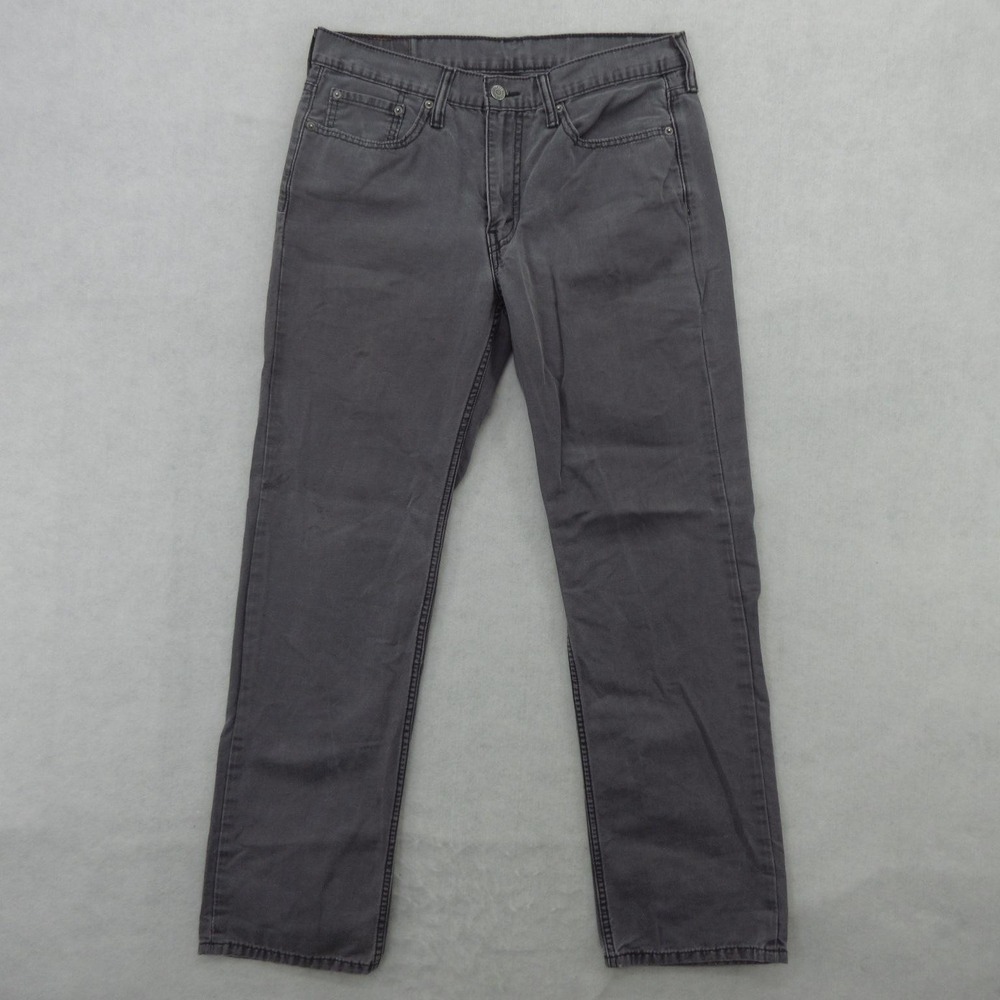 Levis 514 Jeans Mens 33x32 Gray Charcoal Wash Straight Leg Denim Pants Casual